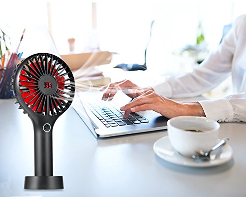 Skyreat Portable Mini Personal Battery Handheld Fan with LCD Dispaly Design,Rechargeable USB 2500mAh Battery Operated hand fan Strong Wind for Travel Home and Office - Thumbnail 3
