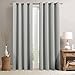 Vangao Room Darkening Curtains 84 inches Length Gray Window Treatment Triple Weave Blackout Drapes for Bedroom, Grommet Top, 2 Panels, Grey