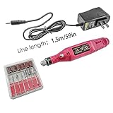 InnoLife Nail Art Drill Treatments KIT Electric File Buffer Bits Acrylics 6 File Pedicure Hands & Nails Repair (110V US 1.5M Plug) - Pink