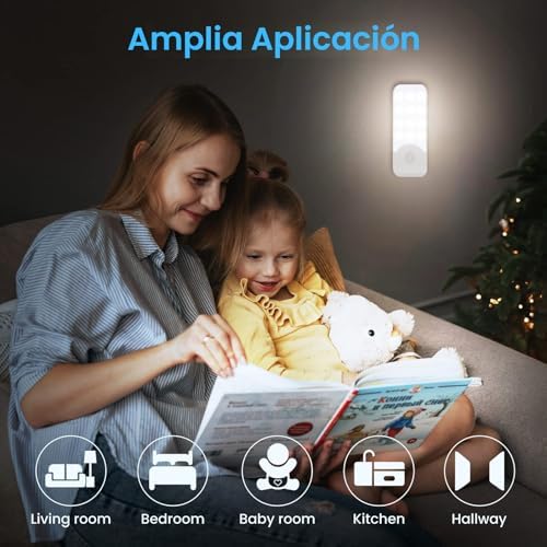 Candeeiro noturno recarregável com sensor de movimento (2 PCs com 24 LEDs), luzes com 3 modos, luz quente para roupeiro, armário, corredor, escada, cave, cozinha, garagem