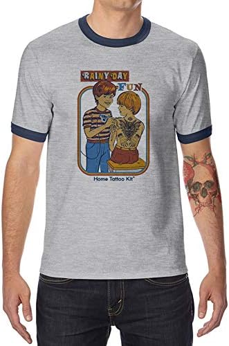 Zhiyu Rainy Day Fun Men's Ringer Cotton T-Shirt Short Sleeve