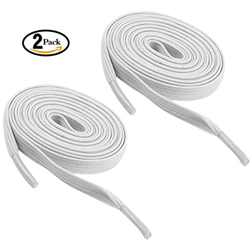 Tieless shoelaces, Newsight No tie shoelaces, Stretch shoelaces , Best in Sports Fan Shoelaces Flat Athletic Shoelaces for All Types of kids & Adult shoes (White+White)