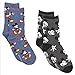 Mickey Mouse Womens 2 pack Socks (9-11 Womens (Shoe: 4-10), Crew Blue/Grey)