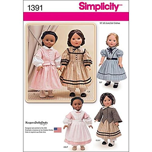 Simplicity Creative Patterns 1391 Civil War Doll Costume for 18-Inch Doll