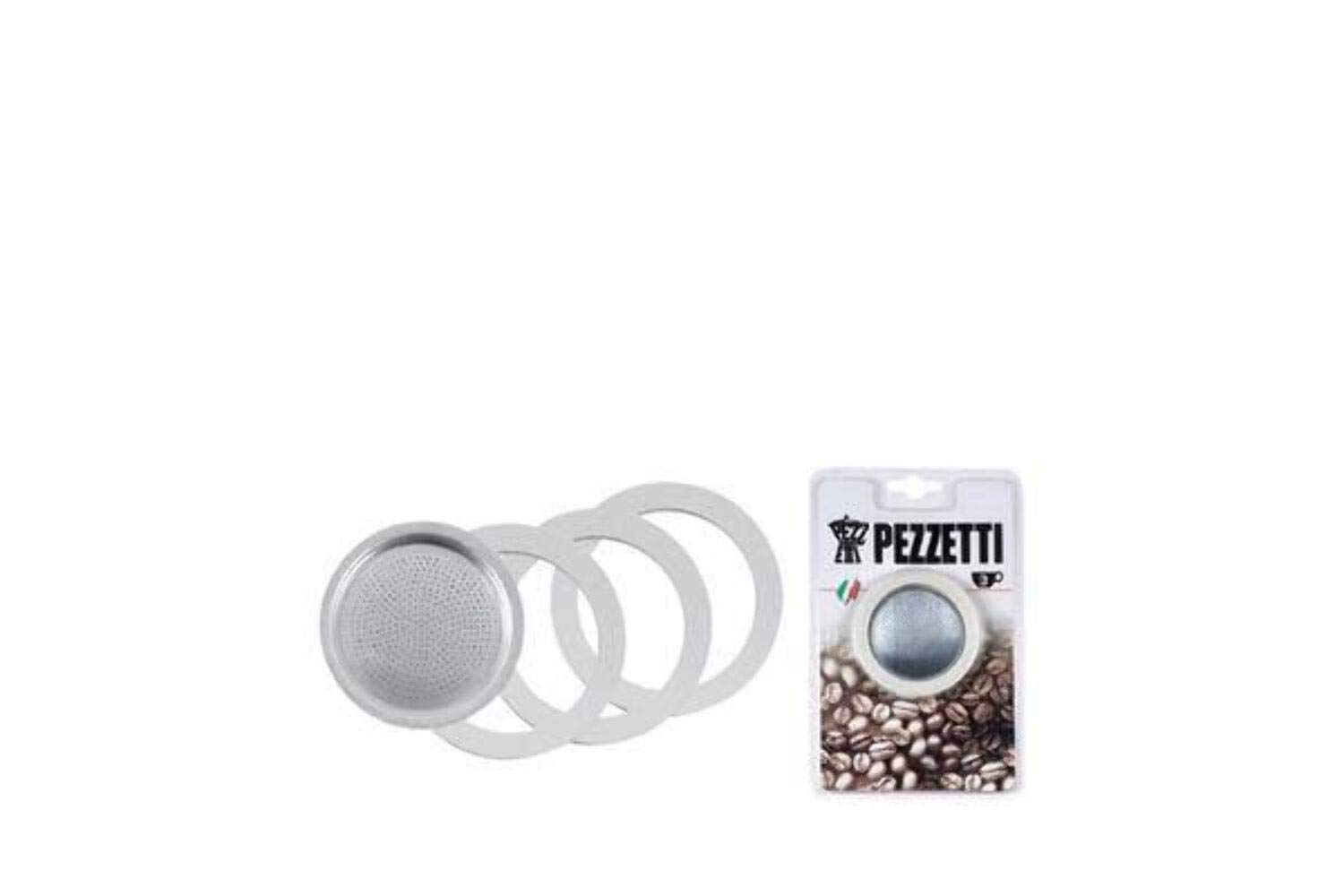 Pezzetti 6 Cup Washers and Filter Moka Pot, White