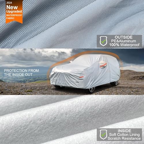 Kayme Waterproof Breathable Cover for Skoda Karoq (2017-2025) 6 Layers Full Car Cover Rain Sun Dust Scratch Protection with Reflective Strips