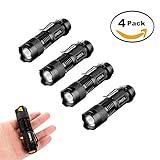 Mini Cree Q5 LED Handheld Flashlight,Super Bright 3 Modes Handheld 300 Lumen Torch Adjustable Focus Zoom Light Lamp,Best Tools for Camping,Hiking,Hunting,Backpacking,Fishing and BBQ,Pack of 4.