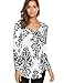 Halife Womens Plus Size Tunic Tops Long Sleeve Blouses Casual Floral Henley Shirts V Neck Fall Tops Black 2x