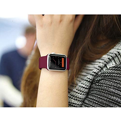 AdMaster Compatible for Silicone Apple Watch Band and Replacement for Sport iwatch Accessories Bands Series 4 3 2 1 Wine Red 42mm/44mm M/L