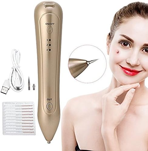 Portable Mole Removal Pen Mole Remover Pen Mole Eraser Plasma Pen Removal Pen for Spot Mole Tattoo Tag Nevus Freckles Dark Spot Birth Mark Skin Pigmentation Age Spots USB Charging No Bleeding (GOLD)