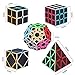Roxenda Speed Cubes, [5 Pack] Speed Cube Set - 2x2x2 3x3x3 Megaminx Skew Pyramid Cube Carbon Fiber Sticker Magic Cubes Collection Puzzle Boxes Toy
