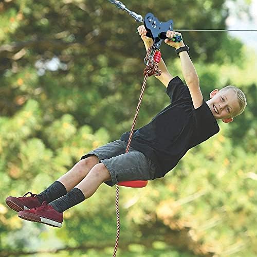 100 Foot Zip Line Kit, Up to 400 Lb, with Safe Spring Brake, 304 Stainless Steel Cable, Zipline