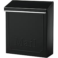 ARCHITECTURAL MAILBOXES Townhouse Vertical Small Capacity, Galvanized Steel Wall Mount Mailbox, 4.1 x 8.6 x 10.1 inches, Blac