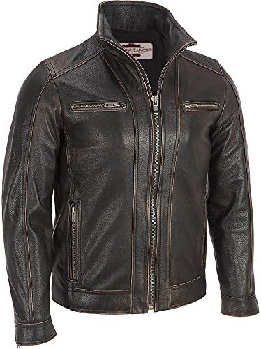 Paramount Leather Thread look unique Black leather jacket, Large, Black