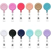 Colorful Retractable Badge Reel Cute ID Name Badge Holder Reels Nurse ID Badge Card Holder for Doctor Teacher Office Worker Solid Color 12 Pack (360°Swivel Alligator Clip)