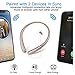 Bluetooth Headset, Wireless Earbuds Retractable Stereo Neckband Headphones with Mic by Mikicat (12 Hours Play Time, Noise Canceling, Rose Gold)