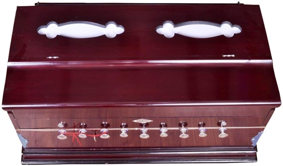 Queen Brass, Folding Harmonium Instrument, In USA, 9 Stops, Rosewood Color, Safri, 3 1/2 Octave, Coupler, Book, Bag, Tuned To A440, Musical Instrument Indian (PDI-AHF)