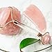 Jade Roller - Rose Quartz Roller and Gua Sha wth Premium Glass Handle - Facial Face Roller and Massager - Slimming, Firming, and Removes Wrinkles