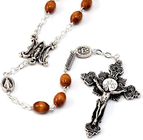 Miraculous Medal Rosary in antique silver plated finish by Ghirelli