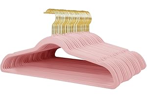 Stormix 36 Pack Velvet Hangers, Clothes Hangers Non-Slip Coat Hangers for Adult Pink - Gold Hook