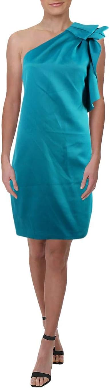 Halston Heritage Women S Double Face Satin One Shoulder Dress Caribbean 2 At Amazon Women S Clothing Store