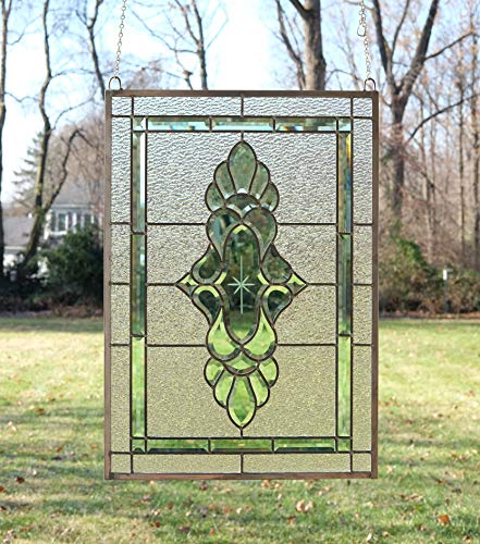ANGIEHAIE Glass Beveled Window Panel 19" x 27"