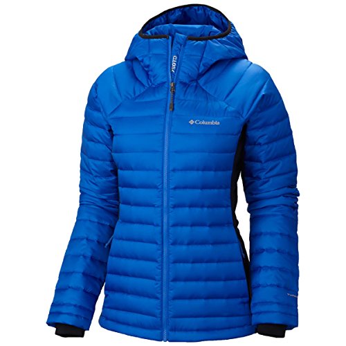 Columbia Women's Gold 750 TurboDown Hybrid Hooded Jacket Large Blue Macaw/Black- Buy Online in 