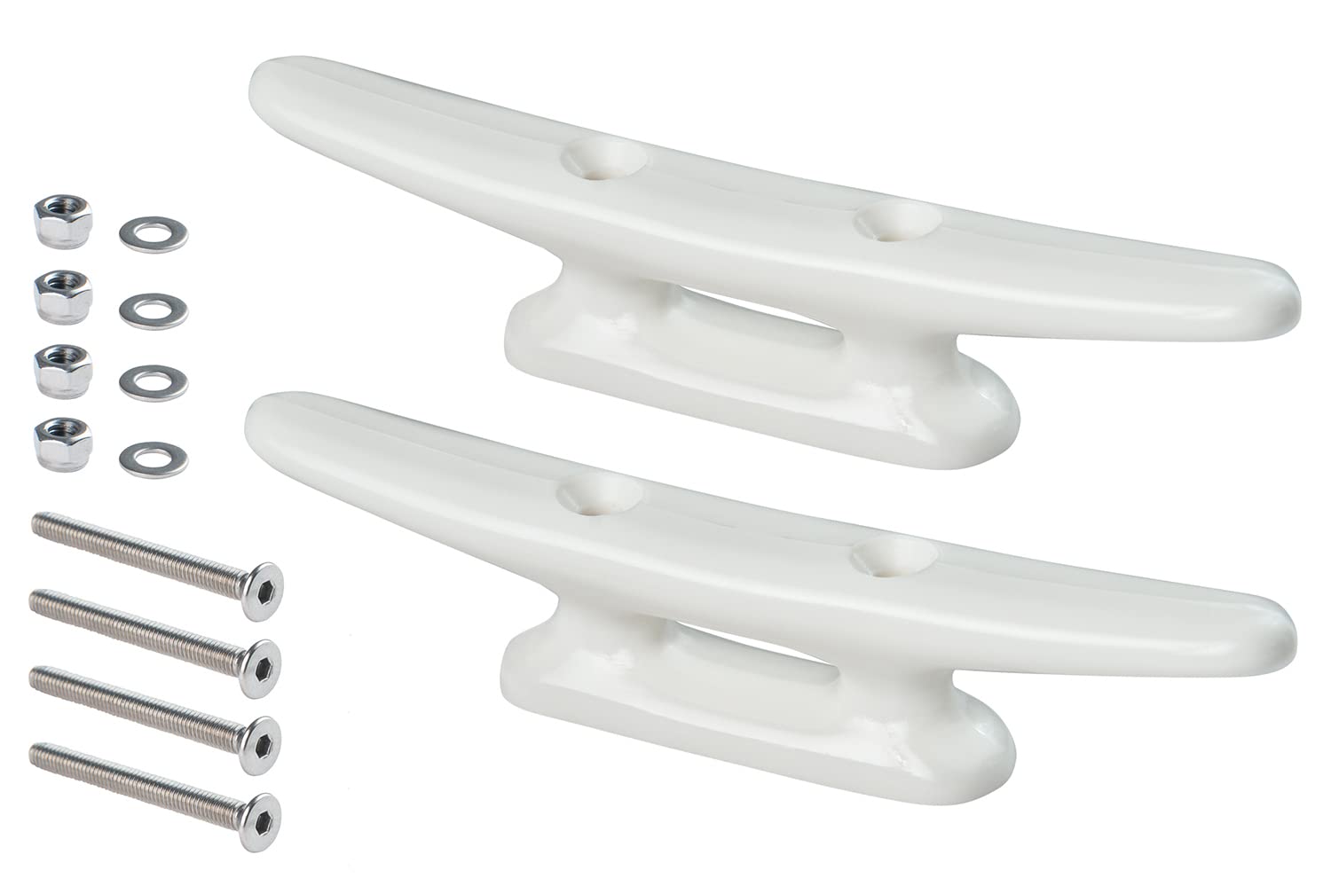 New Marine 2 nylon cleats including V4A screws (white, 100 mm).