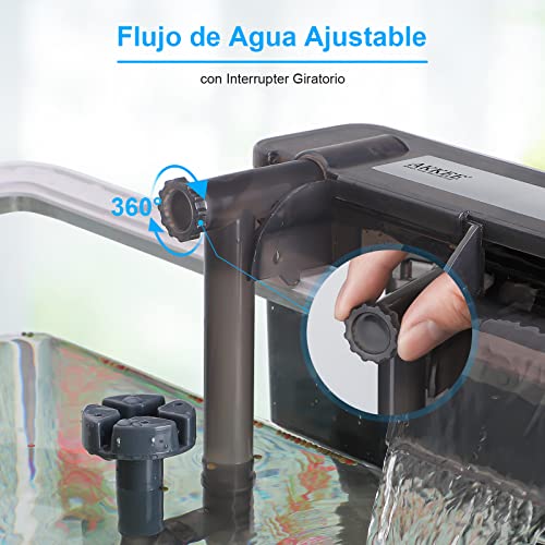 AKKEE Wasserfallfilter für Aquarium, multifunktionaler Wasserfallfilter, für Aquarium, Wasserfall, 10 W, 750 l/h, Schildkröte, Kaltwasser und tropische Aquarien bis 76 l (10 W)