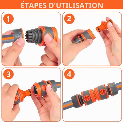 XSHAO 14 Pcs Garden Hose Connector 13 mm (1/2 Inch) Garden Hose Connector with Double Outlet Garden Hose and Tap Connector 2 in 1 for Family Garden