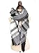 Zando Womens Winter Scarf Plaid Blanket Thick Winter Scarf Tartan Chunky Wrap Oversized Shawl Cape White Black Scarf