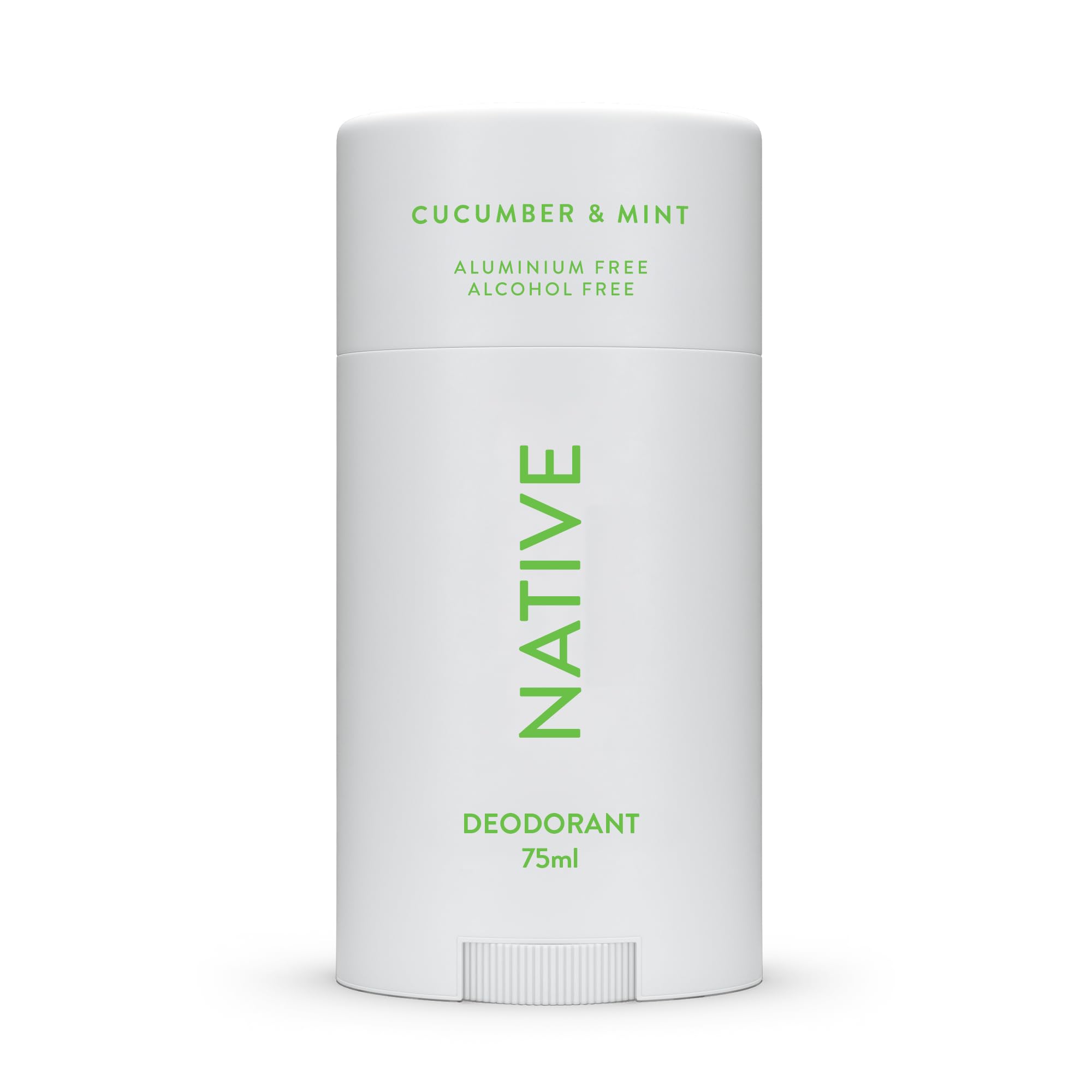 Native Deodorant Womens & Men - Alcohol & Aluminium Free - Cucumber & Mint Scent - Naturally Derived with Shea Butter, Coconut Oil & Baking Soda - 72 Hour Odor Control (75ml)