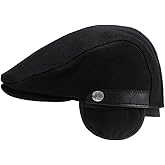 Men's Newsboy Hat with Earflaps Flat Ivy Cap Cabbie Driving Winter Hat
