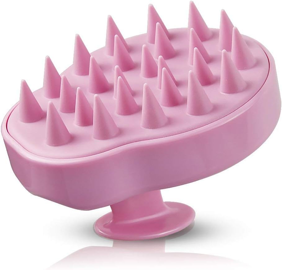 Scalp Care Brush Pink Silicone Handheld Scalp Massaging Brush for Hair Growth Scalp Relax and Hair Clean