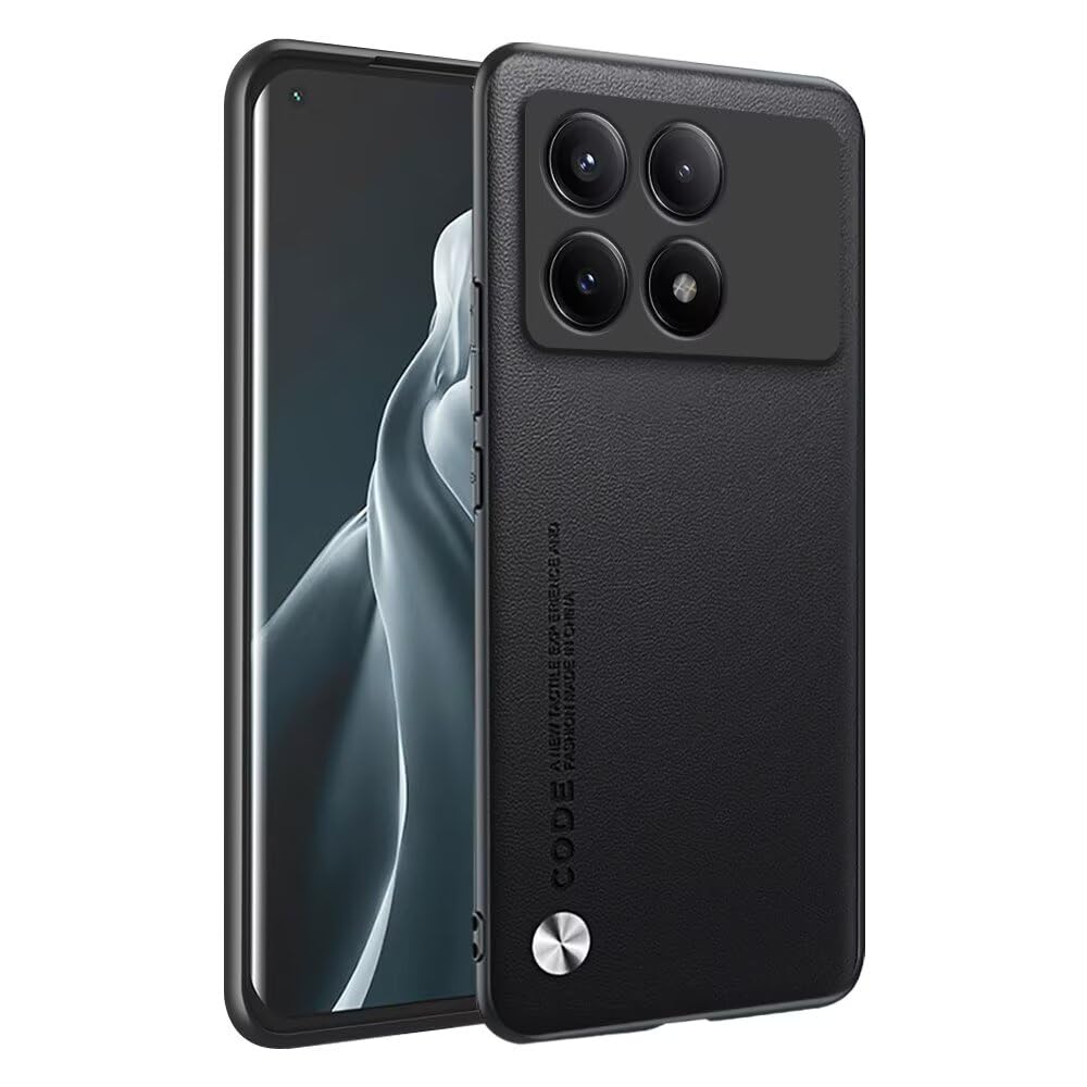HAFFAN Phone Case Protective Cover Designed for POCO F6 Pro (6.67" inches), Imitation Leather Style - Black โ image 1