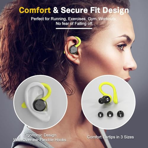 Fone De Ouvido Natação Bluetooth Sem Fio Prova Dágua Tws Fones De Ouvido Intra Auriculares Graves Potentes Adequado Para Usar Durante O Exercício (Verde)