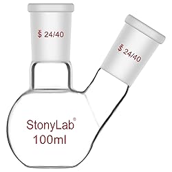 stonylab Flat Bottom Flask FBF, Heavy Wall 2-Neck