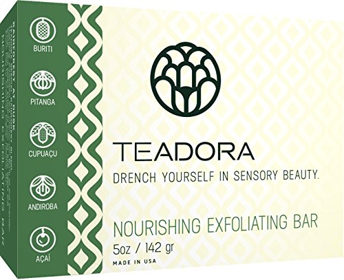 Teadora All Natural, Organic, Vegan, Exfoliating Soap Bar for Face and Body, crafted with Buriti Oil, Cupuacu Butter, Acai Seed Powder, Amazonian White Clay 5 Ounce, Dusk Scent