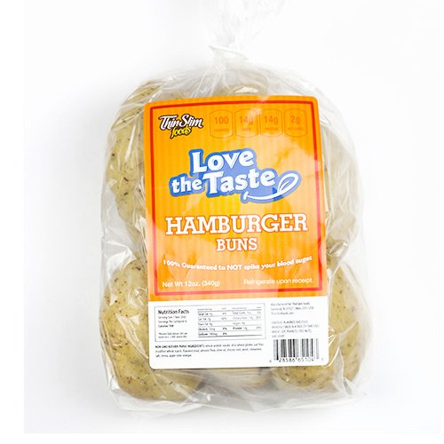 ThinSlim Foods 100 Calorie, 2g Net Carb, Love The Taste Low Carb Hamburger Buns