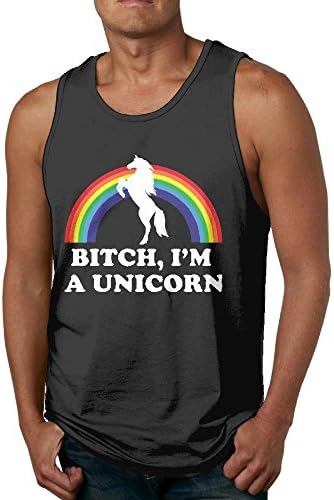 RiDinds Bitch I'm A Unicorn Men's 100% Cotton Tank Top T-shirt SizeXL ColorBlack