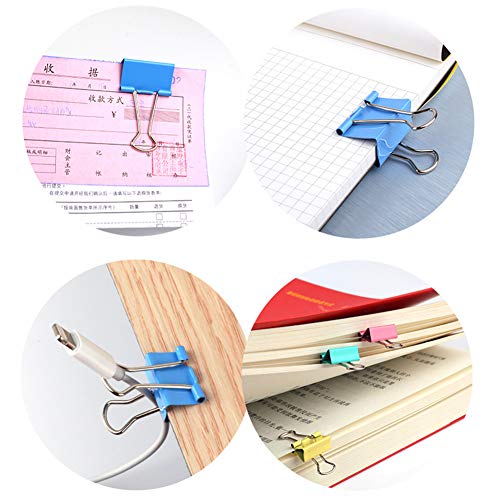 GutReise Binder Clips Paper Clamp,120 Pieces Binder Clips Paper Binder Clips for Notes Letter Paper Clip Office Supplies 6 Sizes - Thumbnail 4