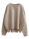 futurino Women's Crew Neck Solid Long Drop Sleeves Loose Knit Pullover Sweaters