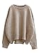 Futurino Women's Crew Neck Solid Long Drop Sleeves Loose Knit Pullover Sweaters