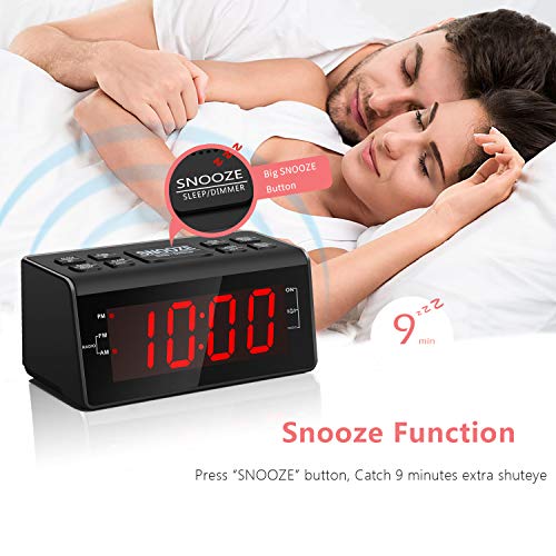 Jingsense Digital Alarm Clock Radio with AM/FM Radio, 1.2” Big Digits