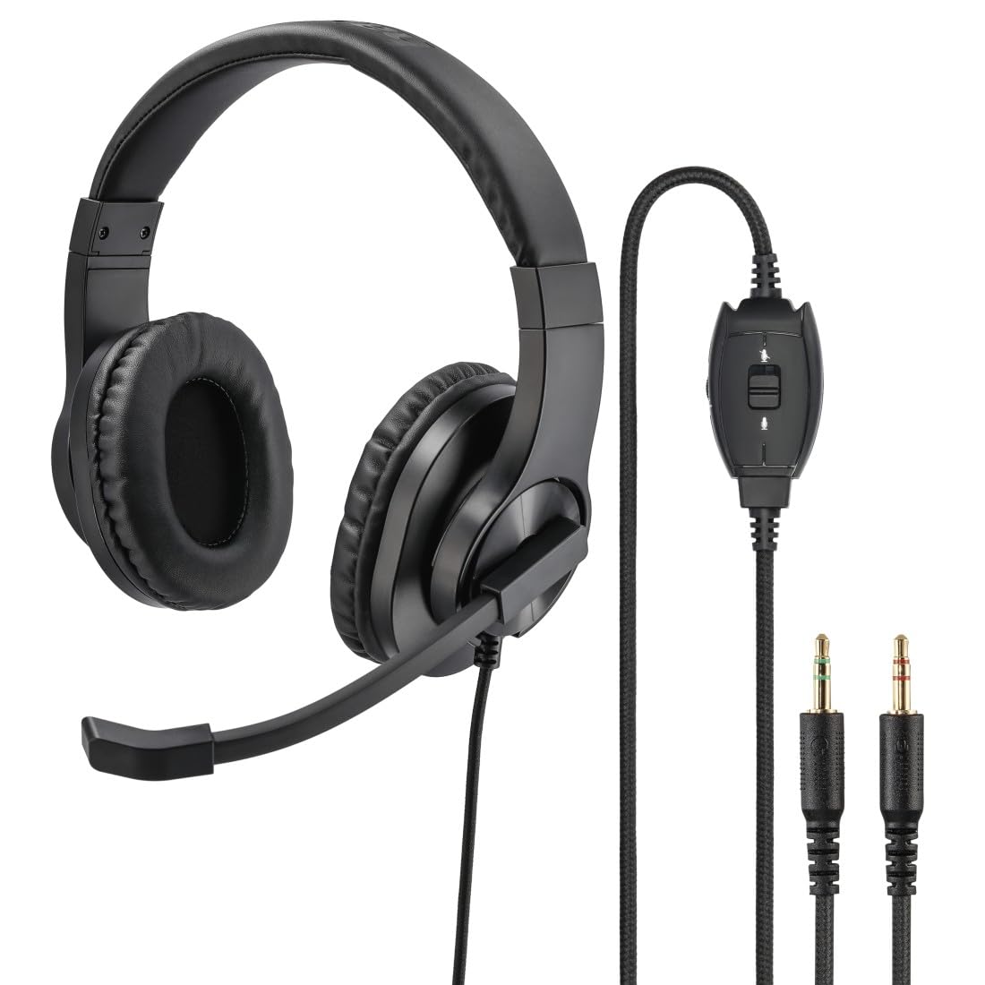 Hama HS-P300 PC Headset, Over Ear Headphones with Microphone (Headset with Volume Control and Adjustable Microphone Arm for Video Conferencing, Home Office, Call Centre, 2 Jack Plugs 3.5 mm) Black