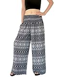 Orient Trail Women's Hippie Bohemian Tribal Design Yoga Wide Leg Harem Pants M/L Aztec Black