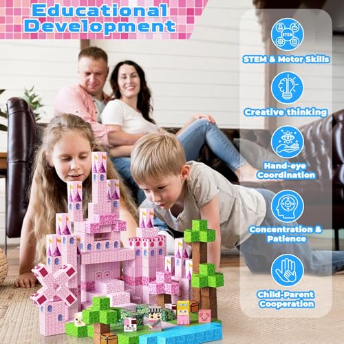 Magnetic Blocks, 100PCS Magnetic Building Blocks, Magnetic Castle Princess Castle Garden STEM Magnetic Building Cubes for Toddler Kids Toys, Christmas Birthday Gifts for Boys Girls (Castle)