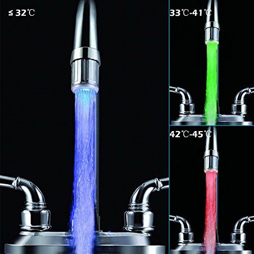 2 pack Colorful LED Water Faucet,DLAND RC-F03 Water Stream Faucet Tap,3 Changes Color Depending on the Water's Temperature for Kitchen and Bathroms.