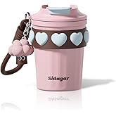 SDGA+ 12 oz Travel Coffee Mug Spill Proof Leak Proof, Stainless Steel Thermal Coffee Cup with Lid, Resuable Cup for Hot and Cold, Portable Tumbler for Women, Light Pink