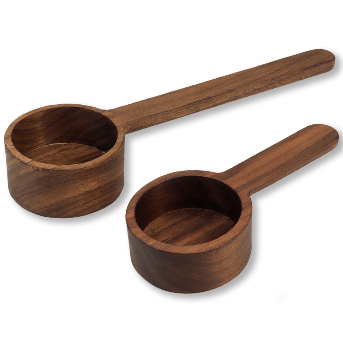 DOERDO 2PCS Wood Coffee Measure Scoop Wooden Measuring Teaspoon Tablespoon for Coffee Beans Ground Beans Protein Powder Spices, 16.8cm, 9.8cm